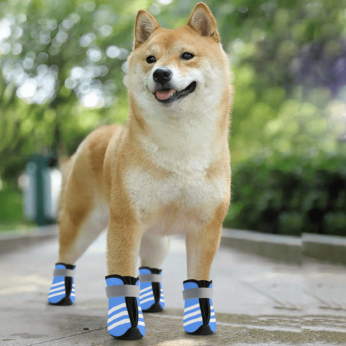 Retro Blue and White Striped Non Slip Dog Socks