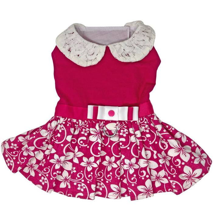 Pink Hibiscus Dress with Leash