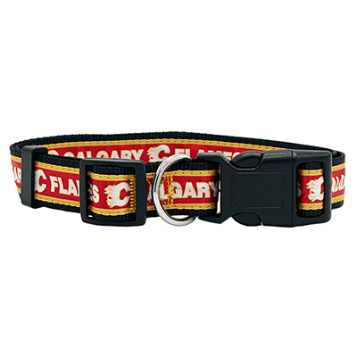 Calgary Flames Dog Satin Collar or Leash