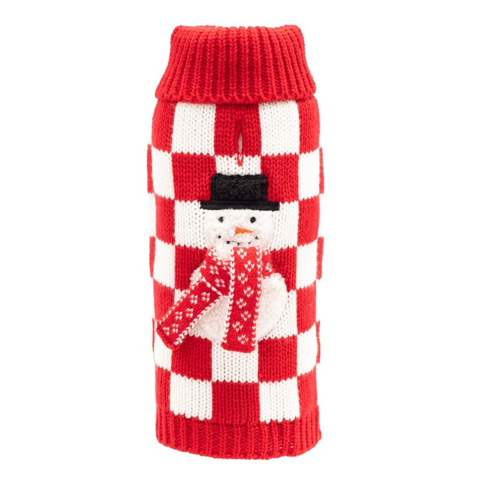 Checkerboard Snowman Roll Sweater