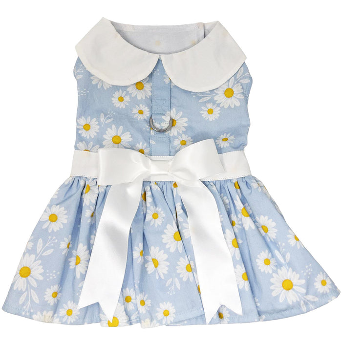 Blue Daisy Harness Dress with Leash