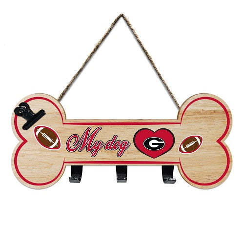 GA Bulldogs Bone-Shaped Sign with Hooks