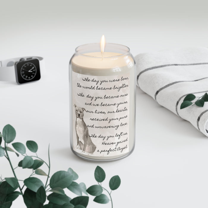 The Day American Staffordshire Terrier Grey Pet Memorial Scented Candle, 13.75oz