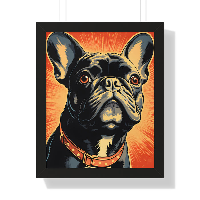 French Bulldog Pop-Art Retro Framed Print