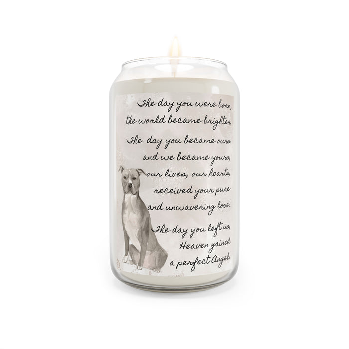 The Day American Staffordshire Terrier Grey Pet Memorial Scented Candle, 13.75oz
