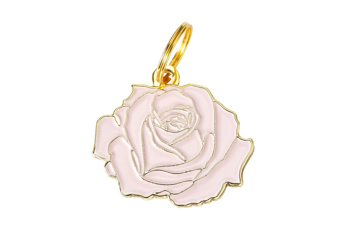 Rose Pet ID Tag - Pink & Gold