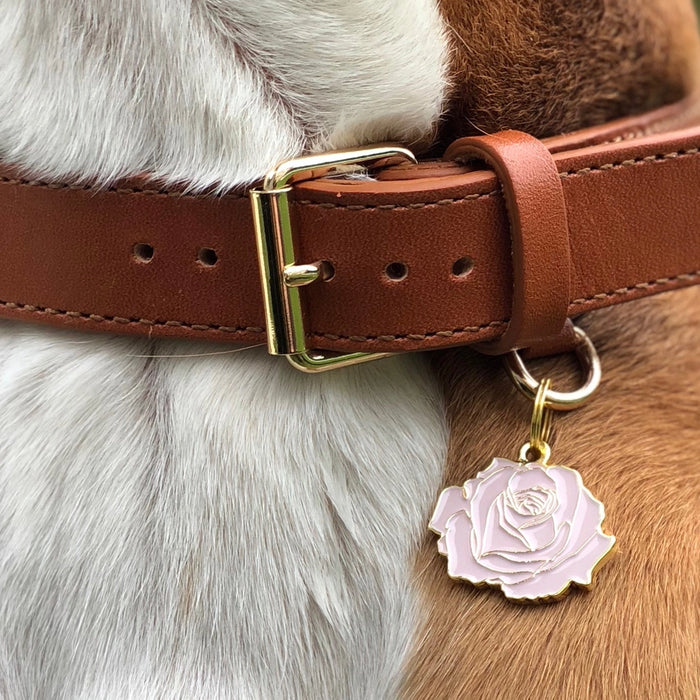 Rose Pet ID Tag - Pink & Gold