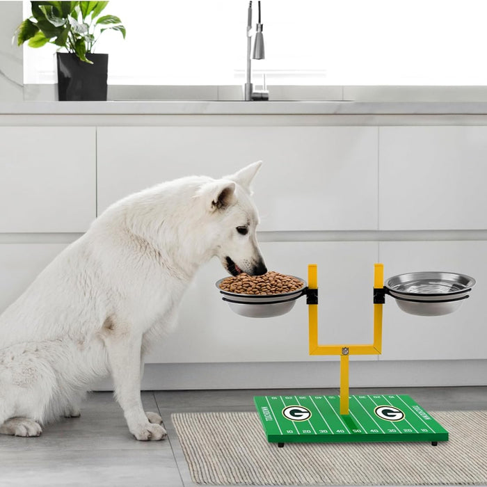 Green Bay Packers Goal Post Double Bowl Pet Feeder
