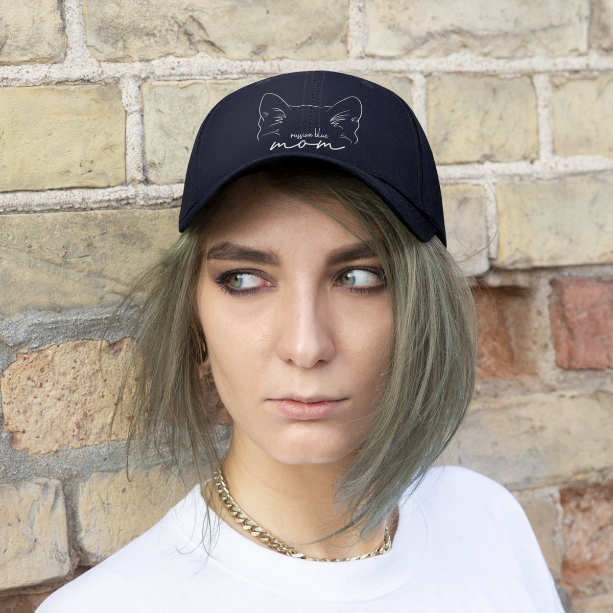 Russian Blue Cat Mom Embroidered Twill Hat