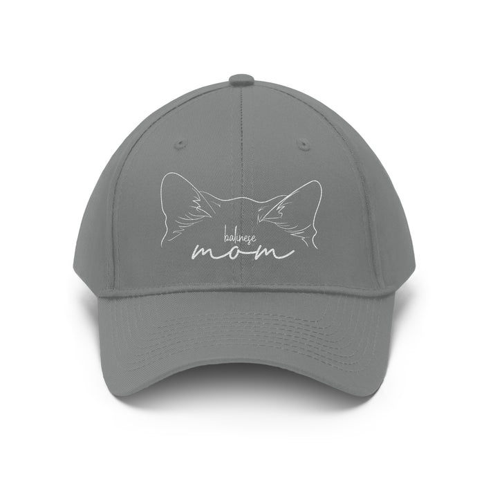 Balinese Cat Mom Embroidered Twill Hat