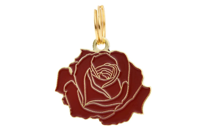 Rose Pet ID Tag - Red & Gold