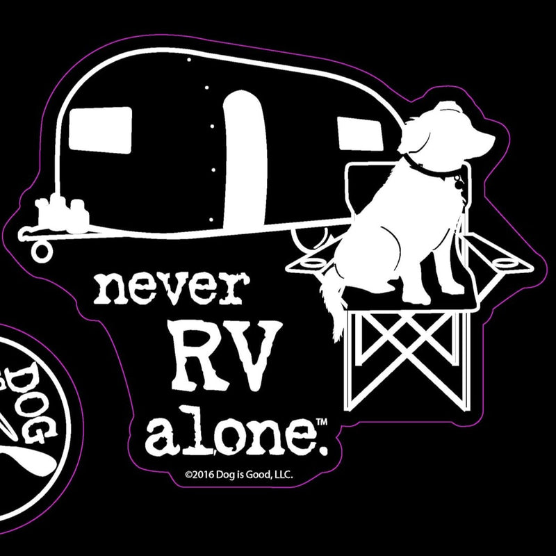 Never RV Alone White Vinyl Decal