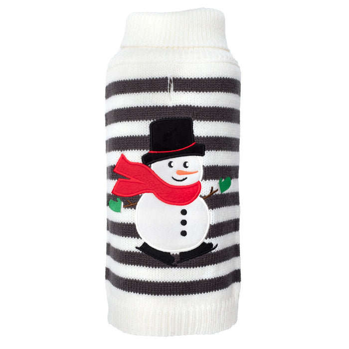 Stripe Snowman Roll Sweater