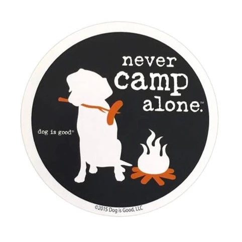 Never Camp Alone Round Sticker