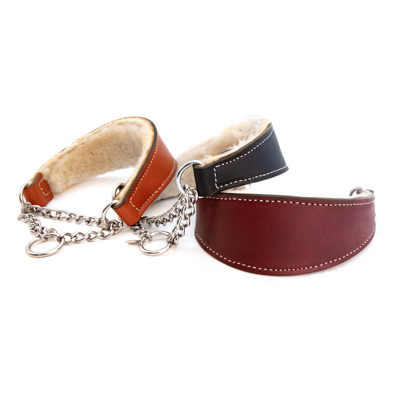 Martingale Shearling-Lined Burgundy Leather Collar