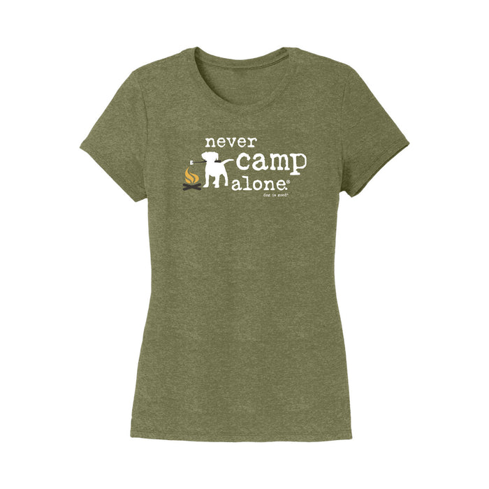 Never Camp Alone Womens T-Shirt - Military Green