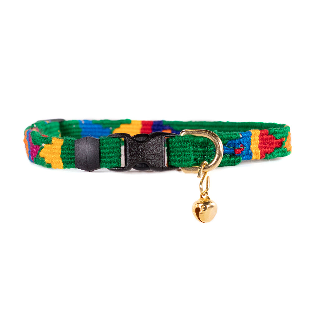 Image showcasing ATWCW Foolish Fish Grass - Mayan Artisan-Handmade Cat Collars – 3 Red ...