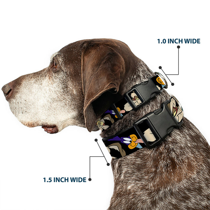 Plastic Clip Collar - Road Runner/Wile E. Coyote Expressions CLOSE-UP Black