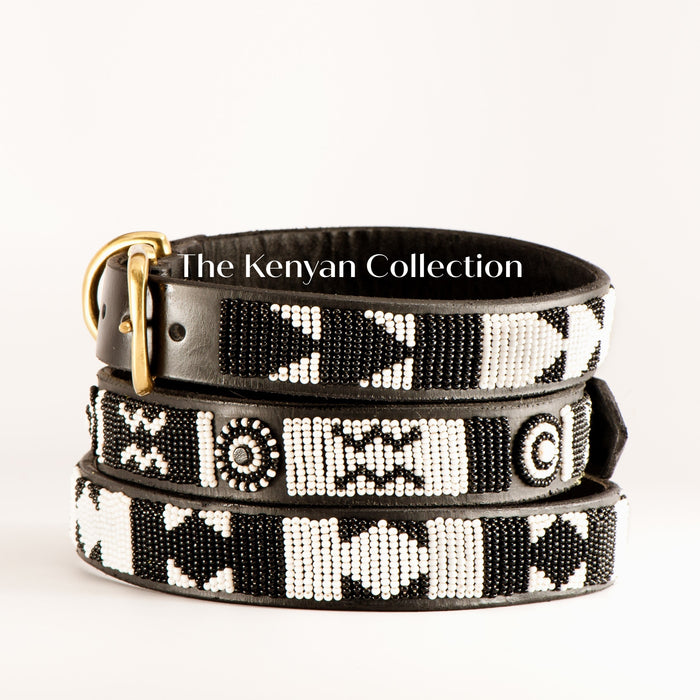 TKC Ebony & Ivory Beaded Dog Collar