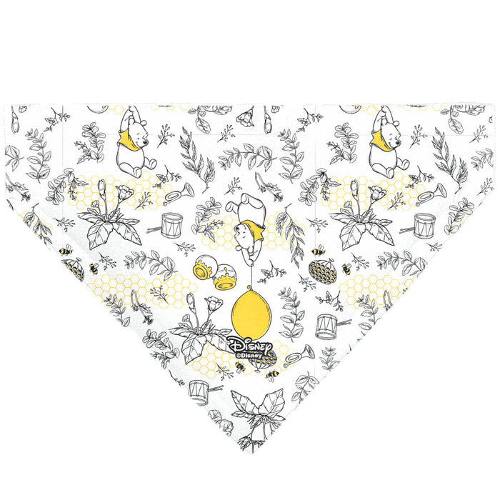 Pet Bandana - Winnie the Pooh Balloon Pose and Foliage Collage Beige/Black/Yellows