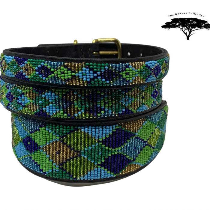 TKC Peacock Argyle Beaded Dog Lead
