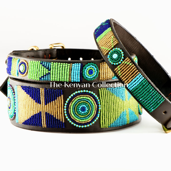 TKC Peacock Beaded Dog Collar