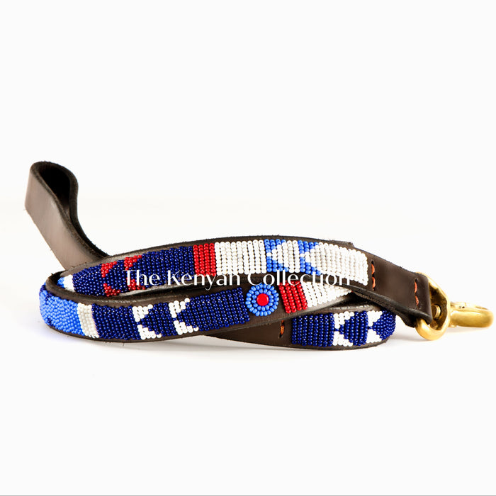 TKC Red White Blue Beaded Dog Lead