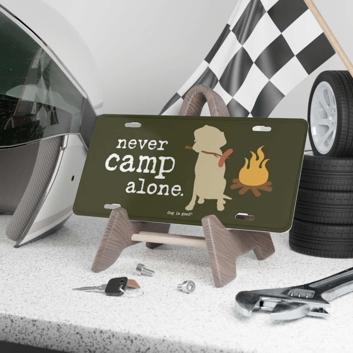 Never Camp Alone License Plate