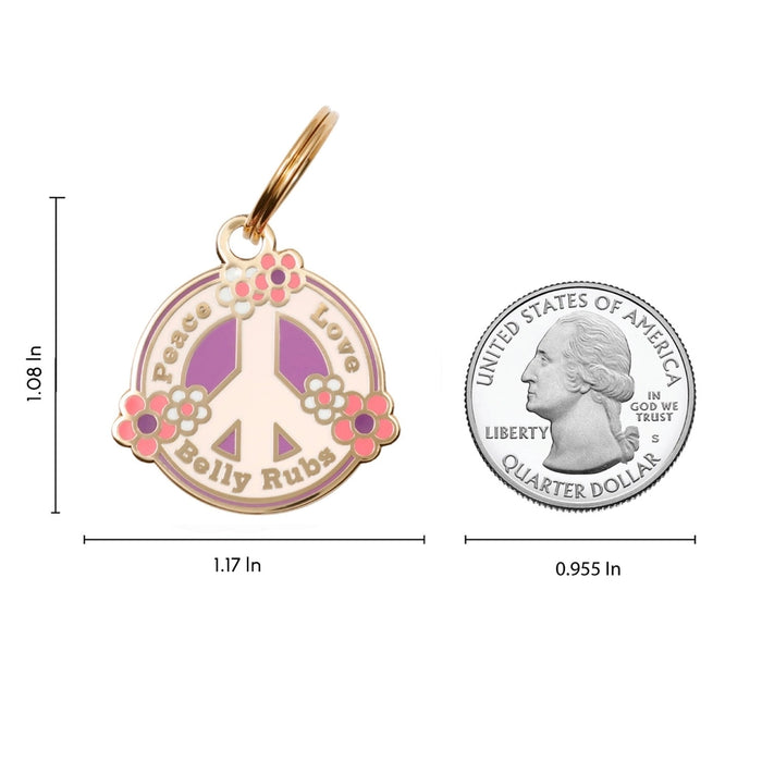 Peace, Love, and Belly Rubs Pet ID Tag