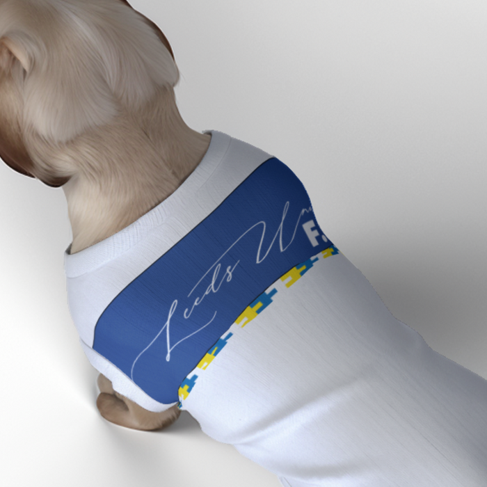 Leeds United FC 25/26 Home Inspired Pet Graphic Tee Shirt (Sizes XS-Small)