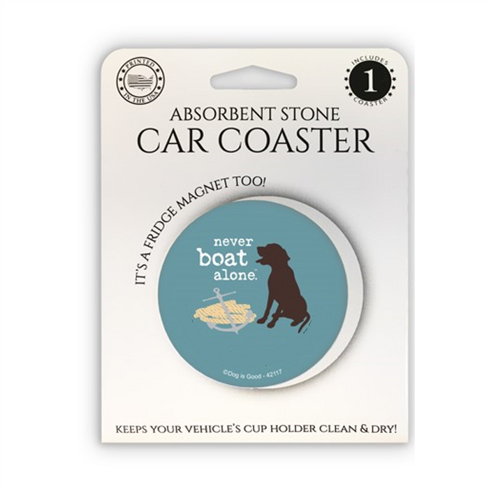 Never Boat Alone Stone Car Coaster with Magnet