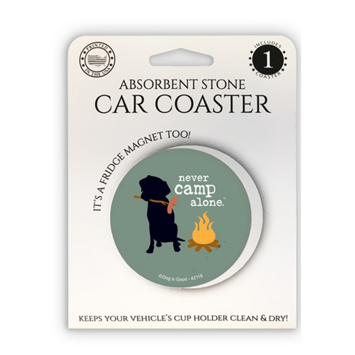 Never Camp Alone Stone Car Coaster with Magnet