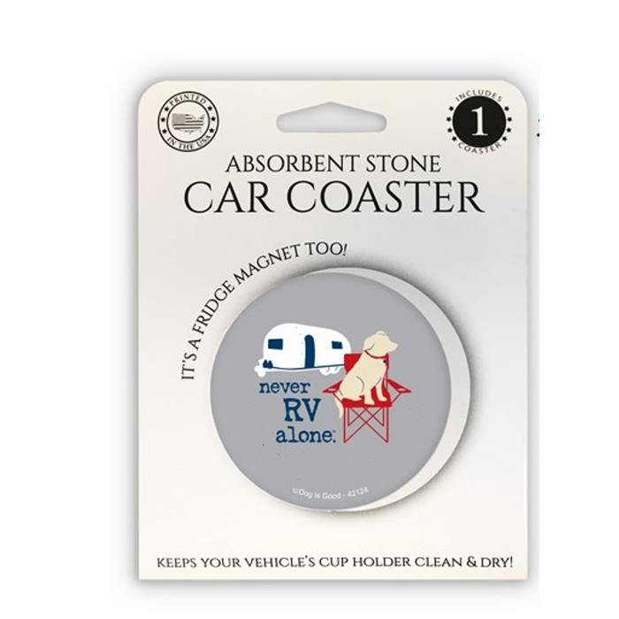 Never RV Alone Stone Car Coaster with Magnet