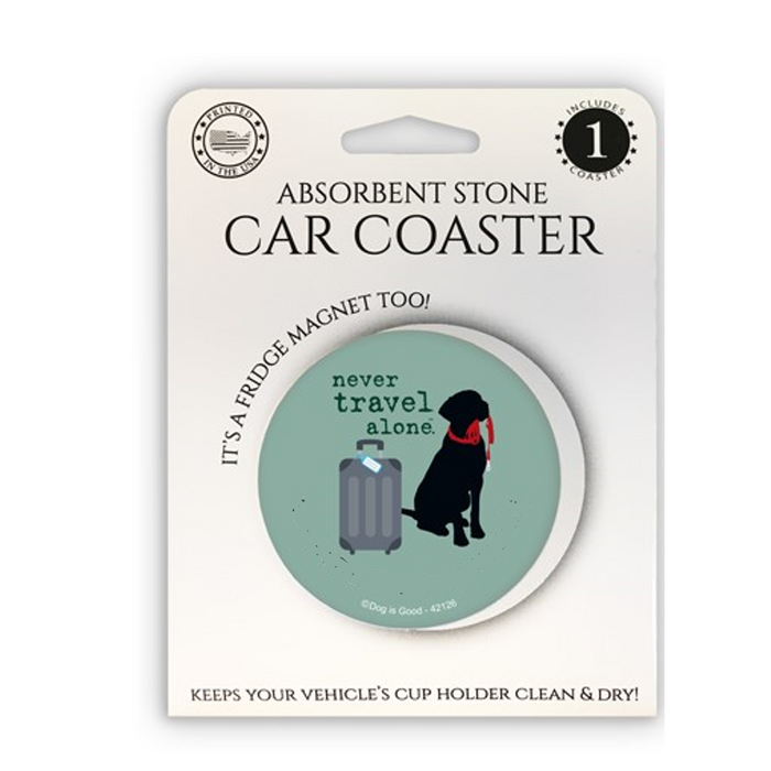 Never Travel Alone Stone Car Coaster with Magnet