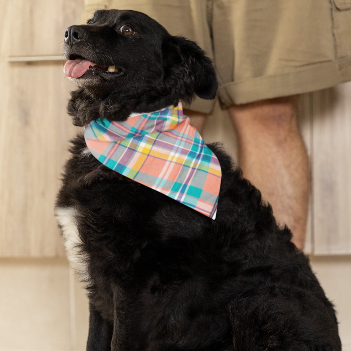 Peach Multi Plaid Bandana