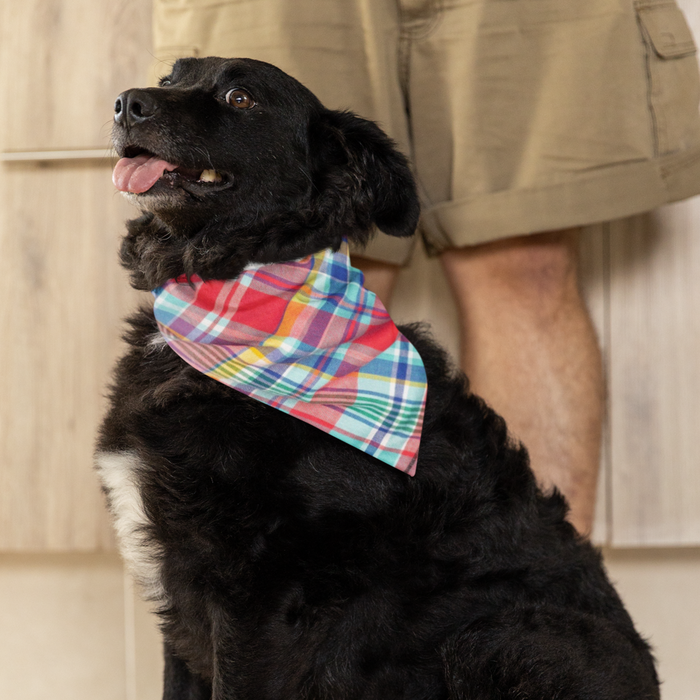 Coral Multi Plaid Bandana