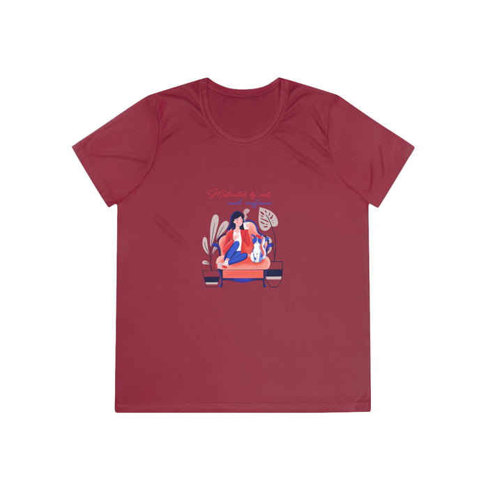 Motivated by Cats and Caffeine Ladies Active Tee - 3 Red Rovers