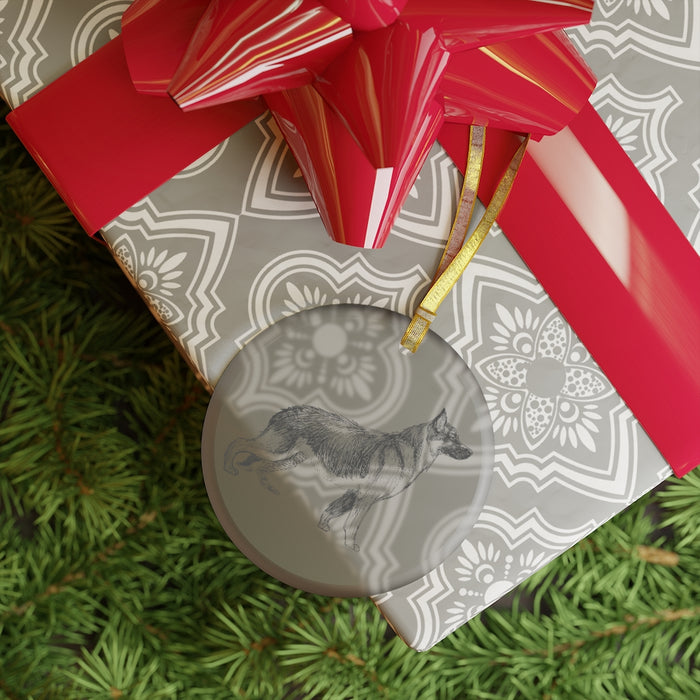 German Shepherd Glass Ornament - 3 Red Rovers