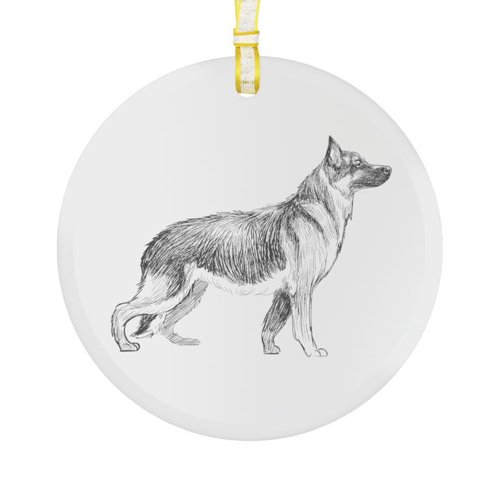 German Shepherd Glass Ornament - 3 Red Rovers