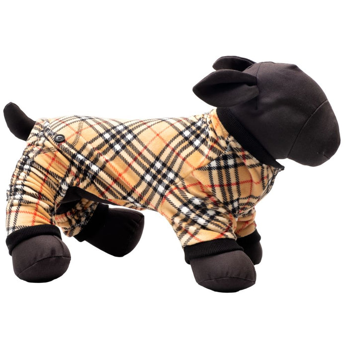 Tan Plaid Fleece Dog Pajamas - 3 Red Rovers