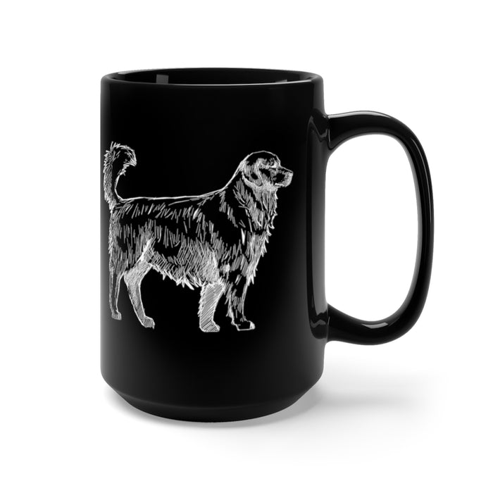 Golden Retriever Black Mug - Hand-drawn - 3 Red Rovers