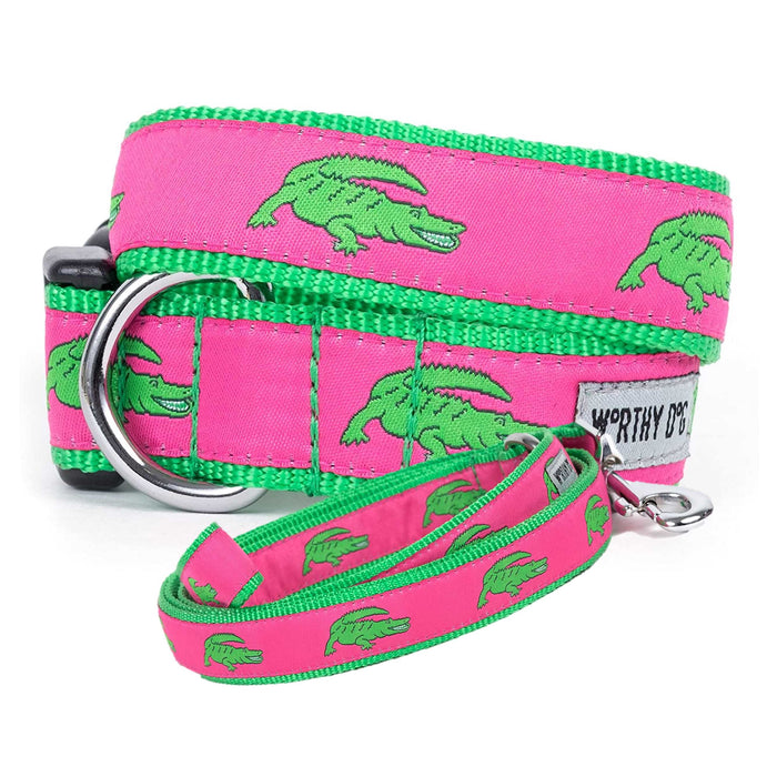Alligators Pink Collection Dog Collar or Leads - 3 Red Rovers