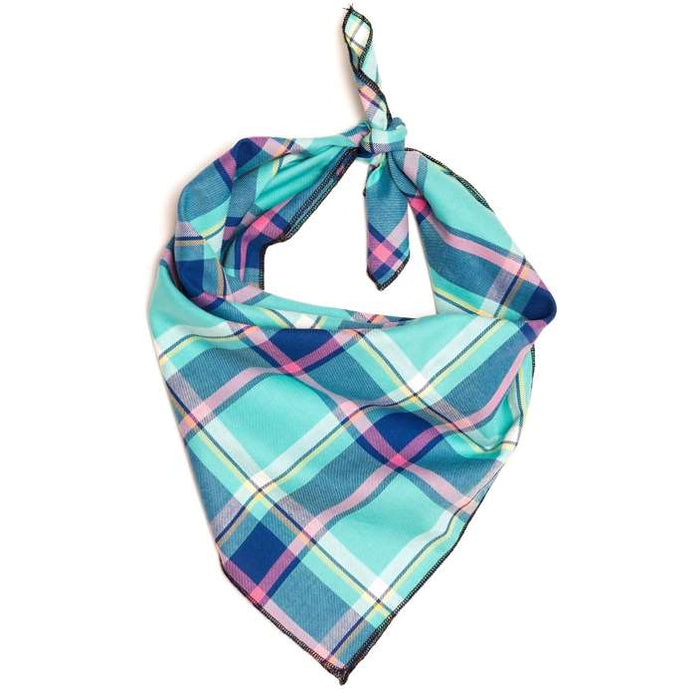 Aqua Navy Plaid Personalized Bandana - 3 Red Rovers