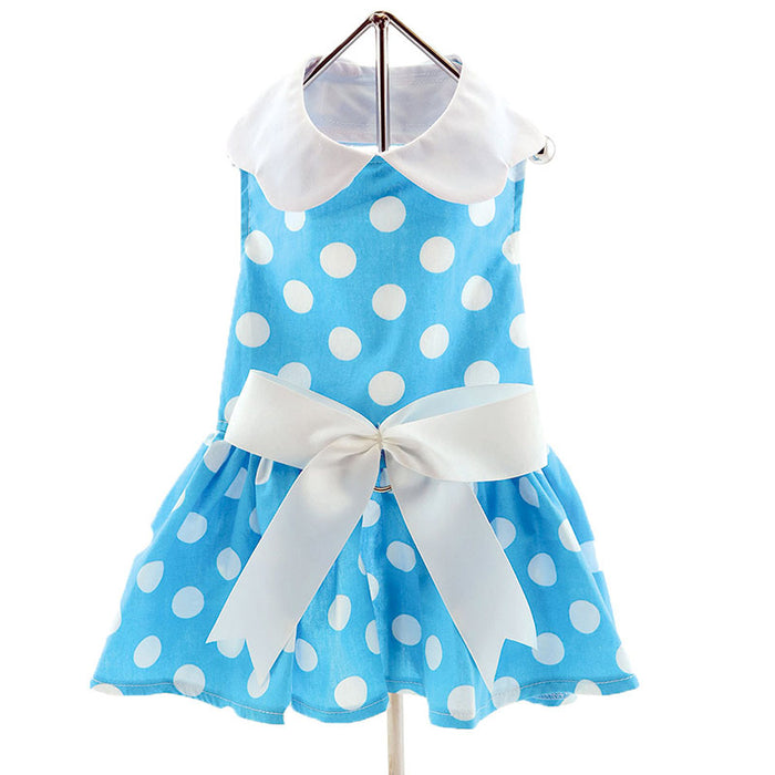 Blue Polka Dot Dress with Matching Leash - 3 Red Rovers