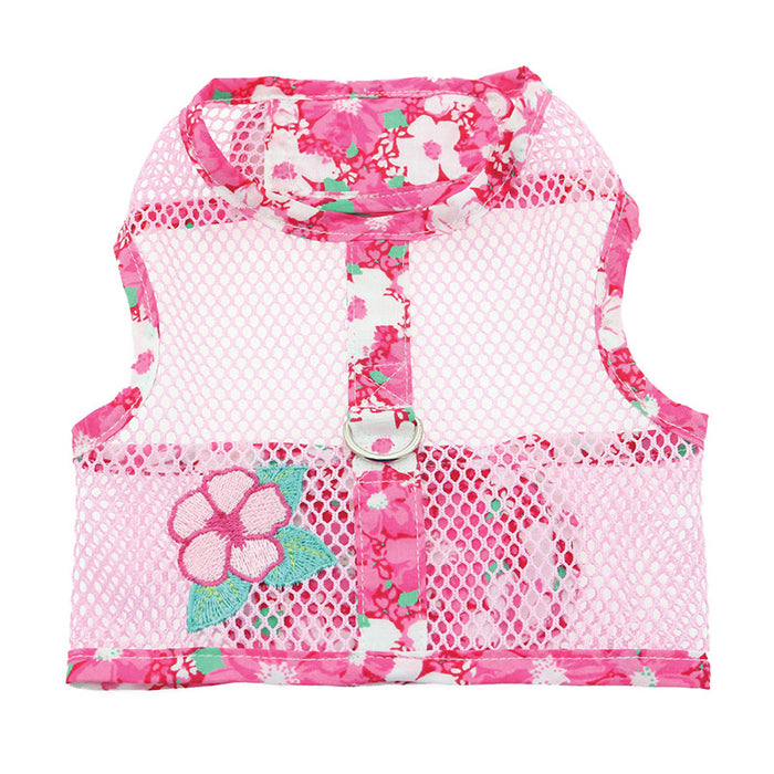 Hawaiian Hibiscus Pink Cool Mesh Harness with Leash