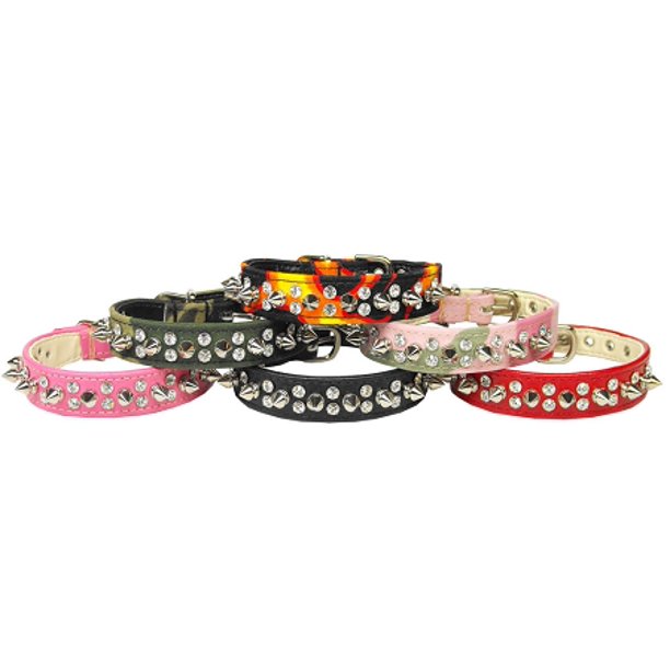 Double Crystal and Spike Collar - 3 Red Rovers