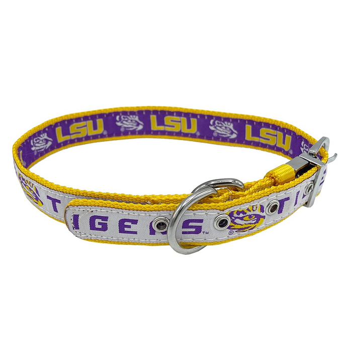 LSU Tigers Reversible Dog Collar - 3 Red Rovers