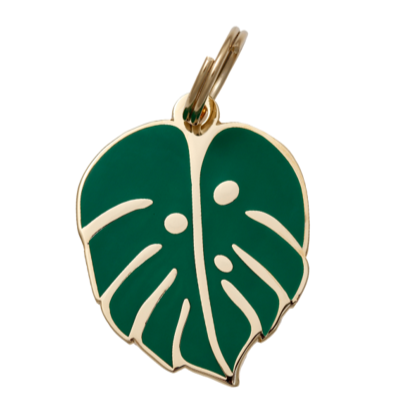 Monstera Leaf Pet ID Tag - 3 Red Rovers