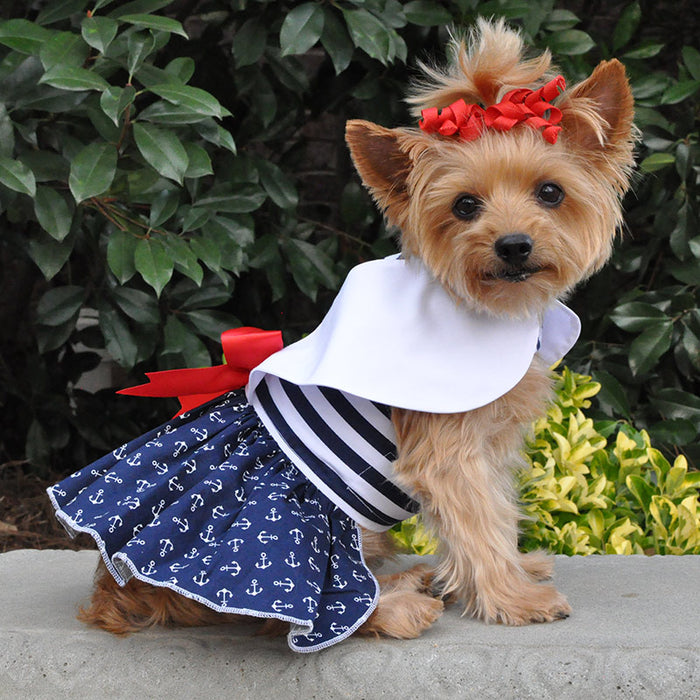 Nautical Harness Dress with Leash - 3 Red Rovers