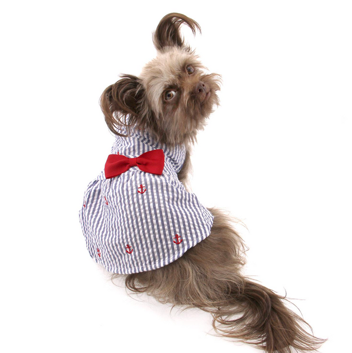 Navy Striped Anchor Dress - 3 Red Rovers